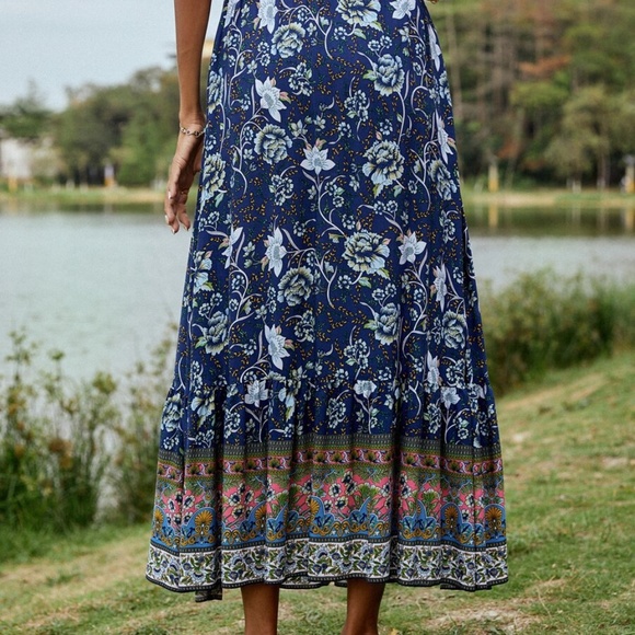 Boho Yellow Floral Tassel Ruffle Maxi Skirt Gypsy - Picture 7 of 15